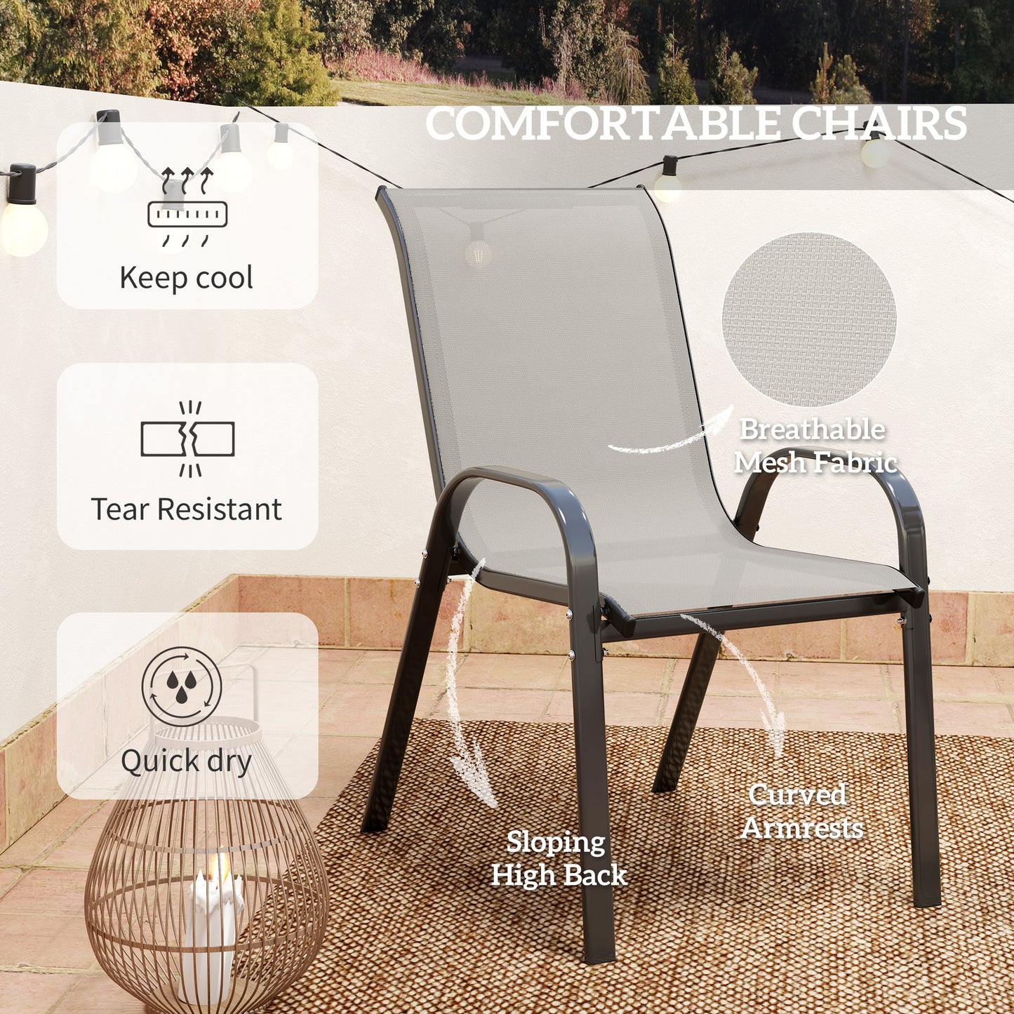 Three-Piece Outdoor Garden Set - Light Grey