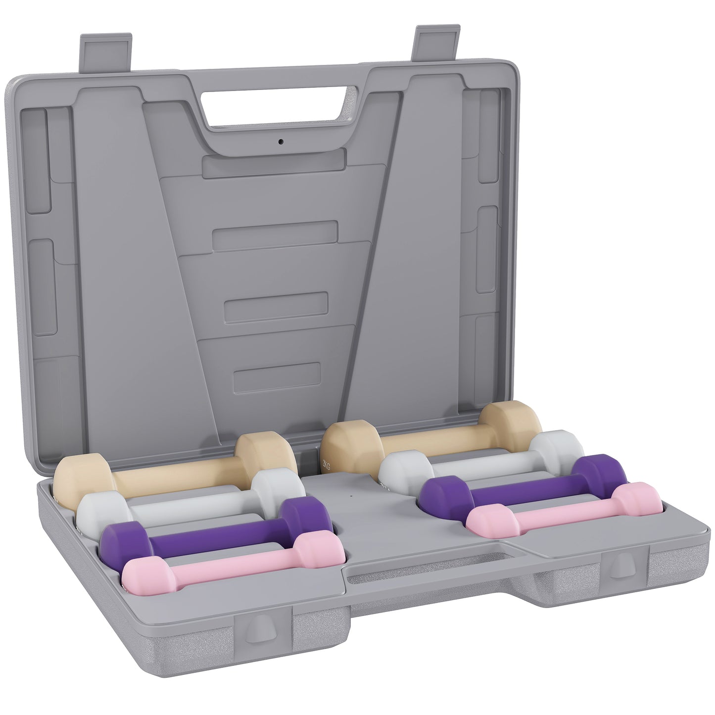 10KG Dumbbells Set with Carry Case, Hand Weights for Women and Men Home Gym Weight Lifting Training, Pink, Purple, Grey