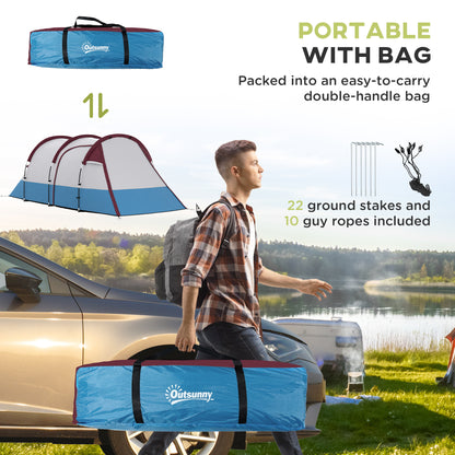 Two Man Two-Room Tent, with Porch and Accessories - Red