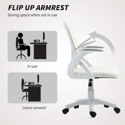 Breathable Mesh Office Chair, Ergonomic Swivel Computer Chair with Flip-up Armrests, Lumbar Back Support for Home/Office