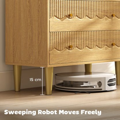 Dresser for Bedroom 3 Drawer Chest of Drawers with Steel Frame for Living Room in Oak