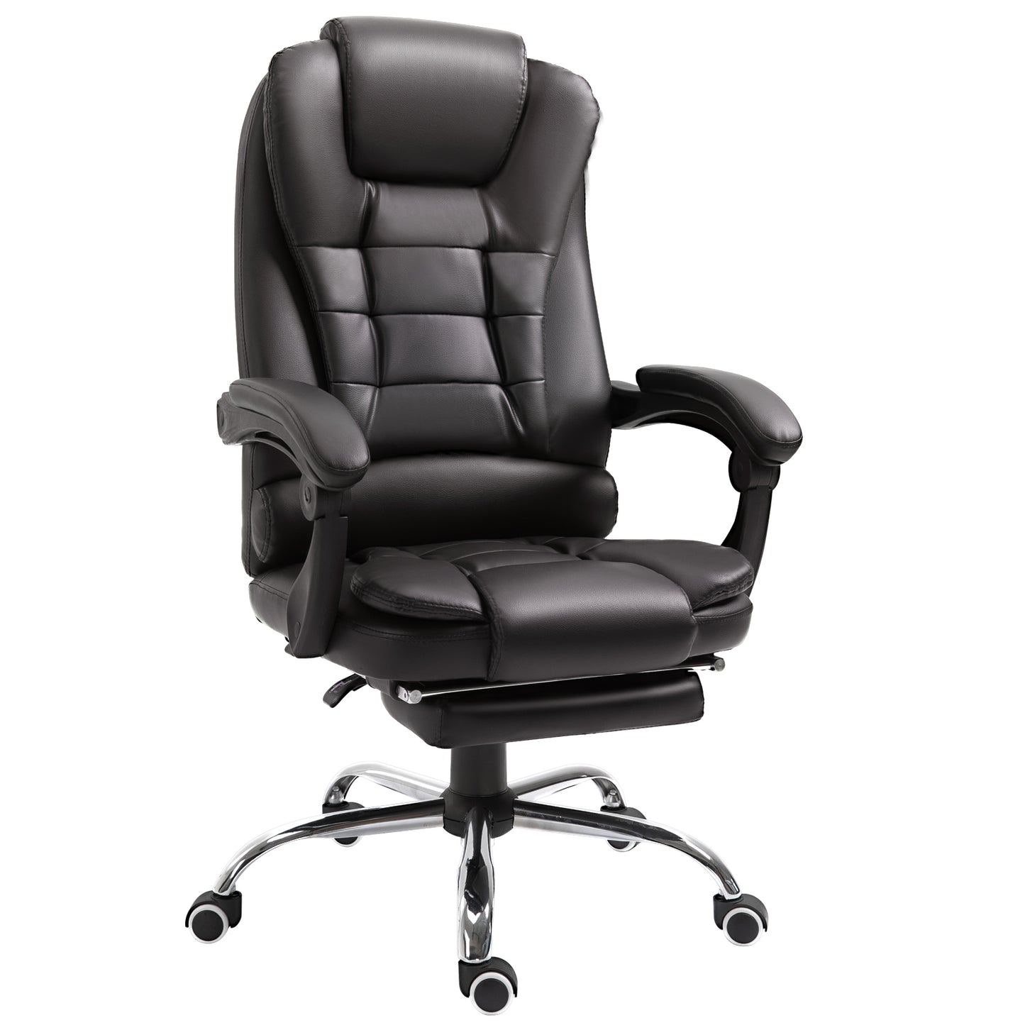 PU Leather Executive Office Chair, High Back Swivel Chair with Retractable Footrest, Adjustable Height, Reclining Function