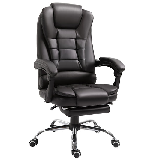 PU Leather Executive Office Chair, High Back Swivel Chair with Retractable Footrest, Adjustable Height, Reclining Function