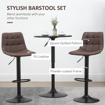 Adjustable Bar Stools Set of 2, Swivel PU Leather Upholstered Barstools with Tufted Seat and Back