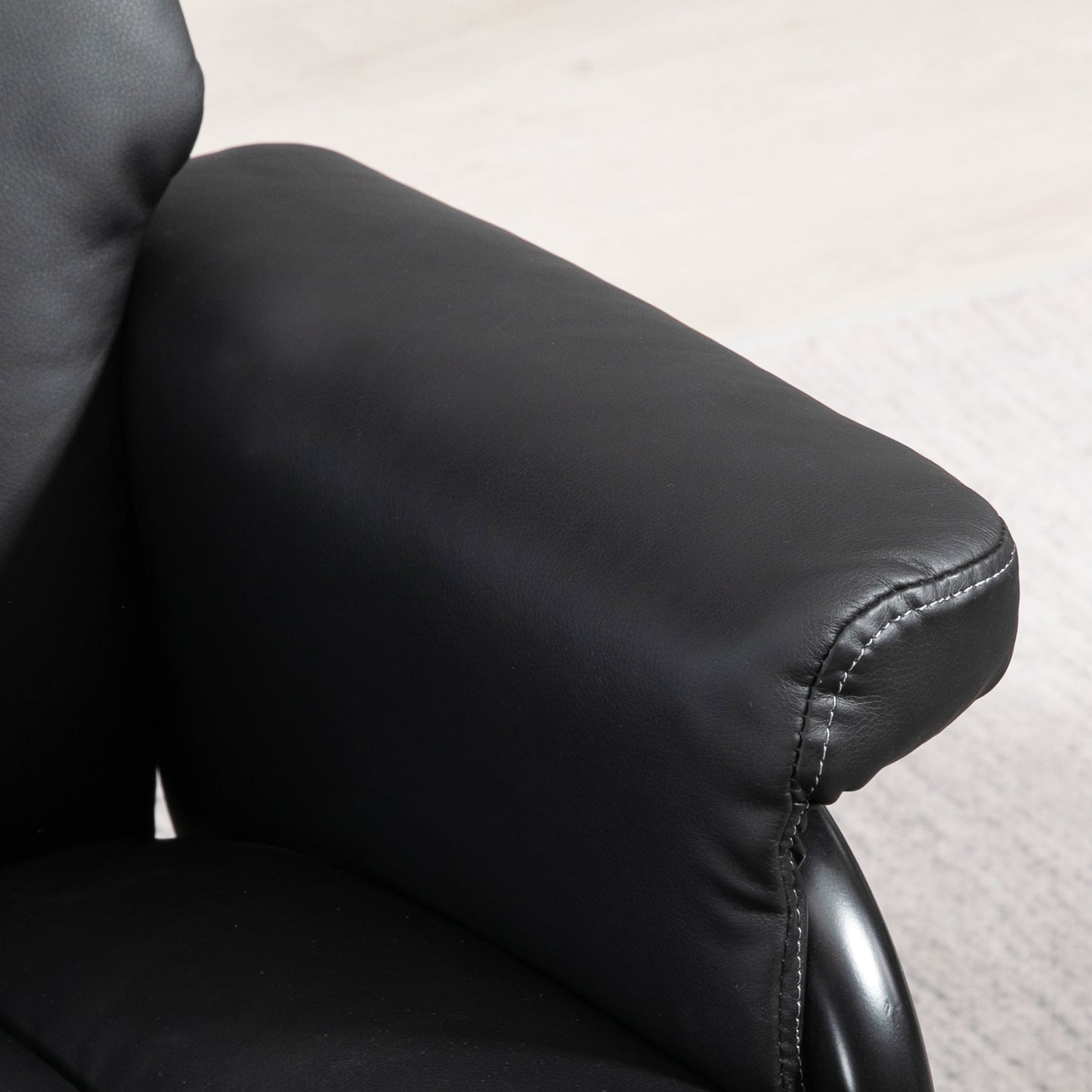 Swivel Recliner Chair with Footstool, PU Leather Recliner Armchair with Ottoman, Steel Base
