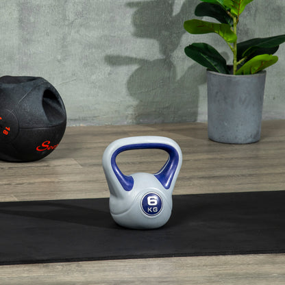 Kettlebell, 6kg Kettle Bells with Handle for Home Gym Weight Lifting and Strength Training, Purple and Grey