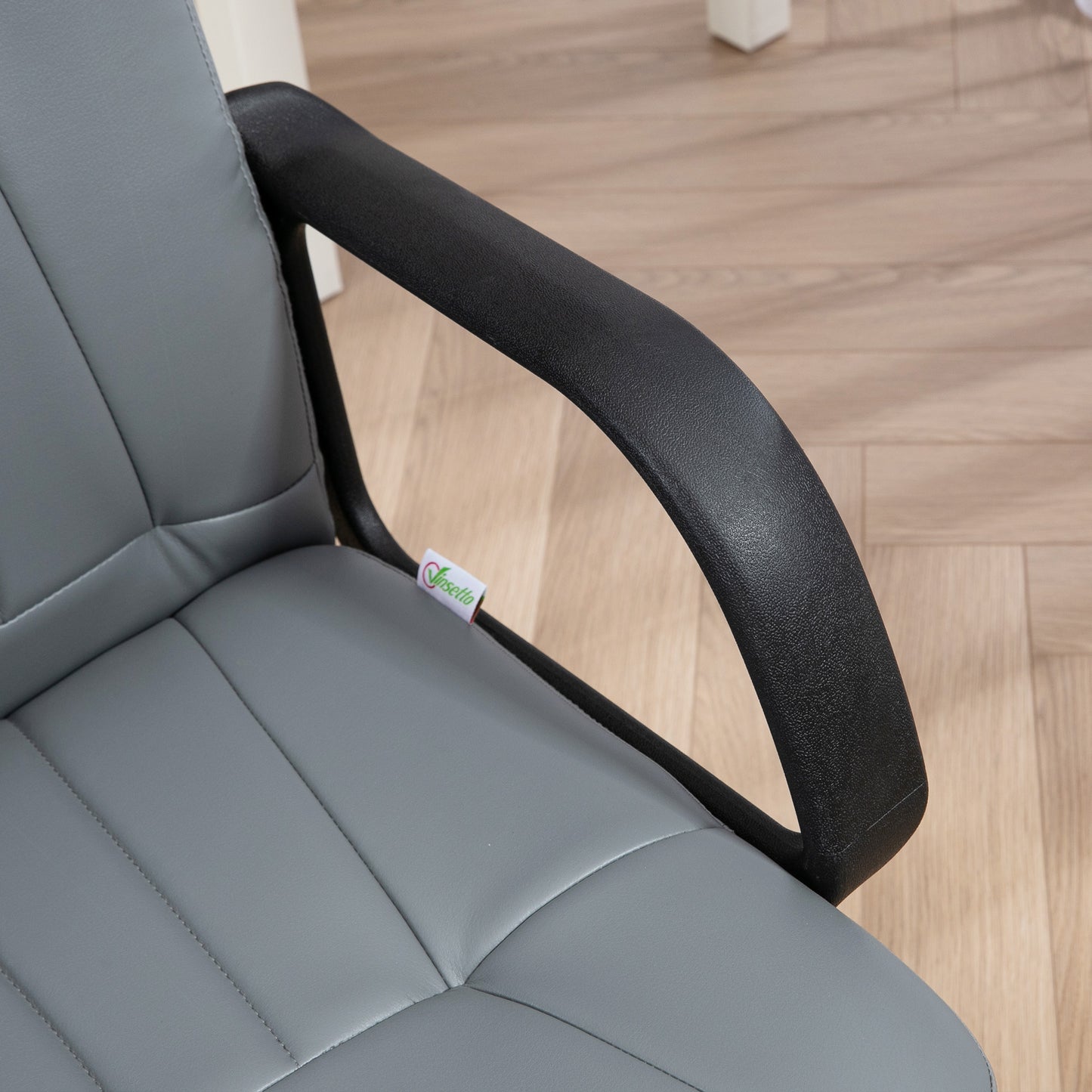 Desk Chair, PU Leather Computer Office Chair with Adjustable Height, Swivel Wheels for Home Work Study, Grey