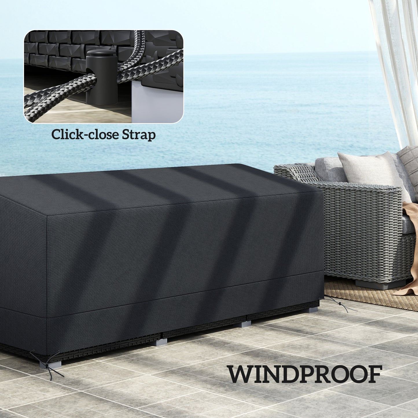 Rectangular Patio Garden Furniture Cover Waterproof for 3 Seater Sofa Bistro Set