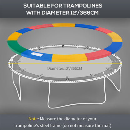 12FT Trampoline Spring Cover, Plastic Trampoline Pad Replacement Safety Guard, Multicoloured