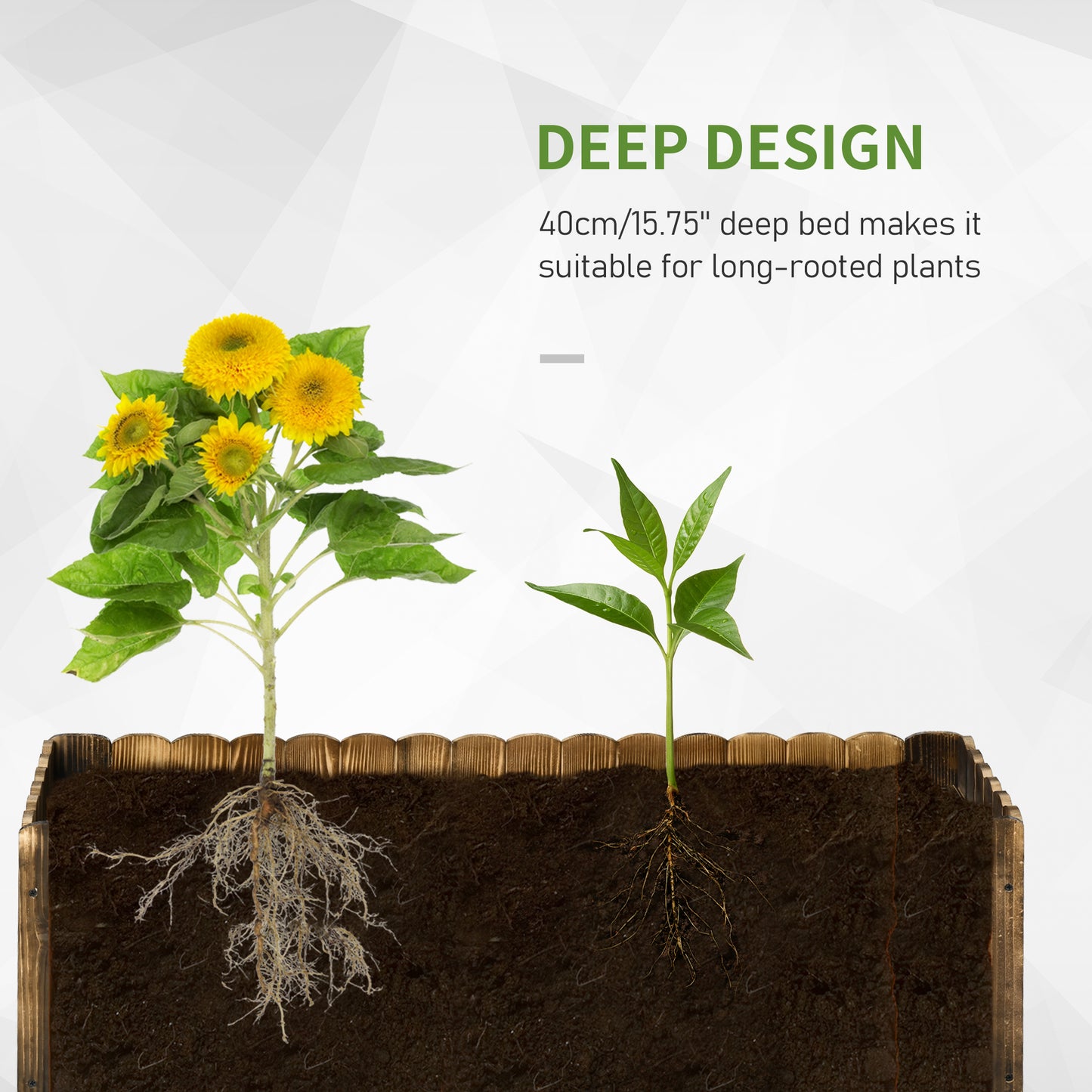 172L Raised Garden Bed, Wooden Rectangle Planter Box, Outdoor Herb Vegetable Flower Pot (120L x 40W x 40H cm)