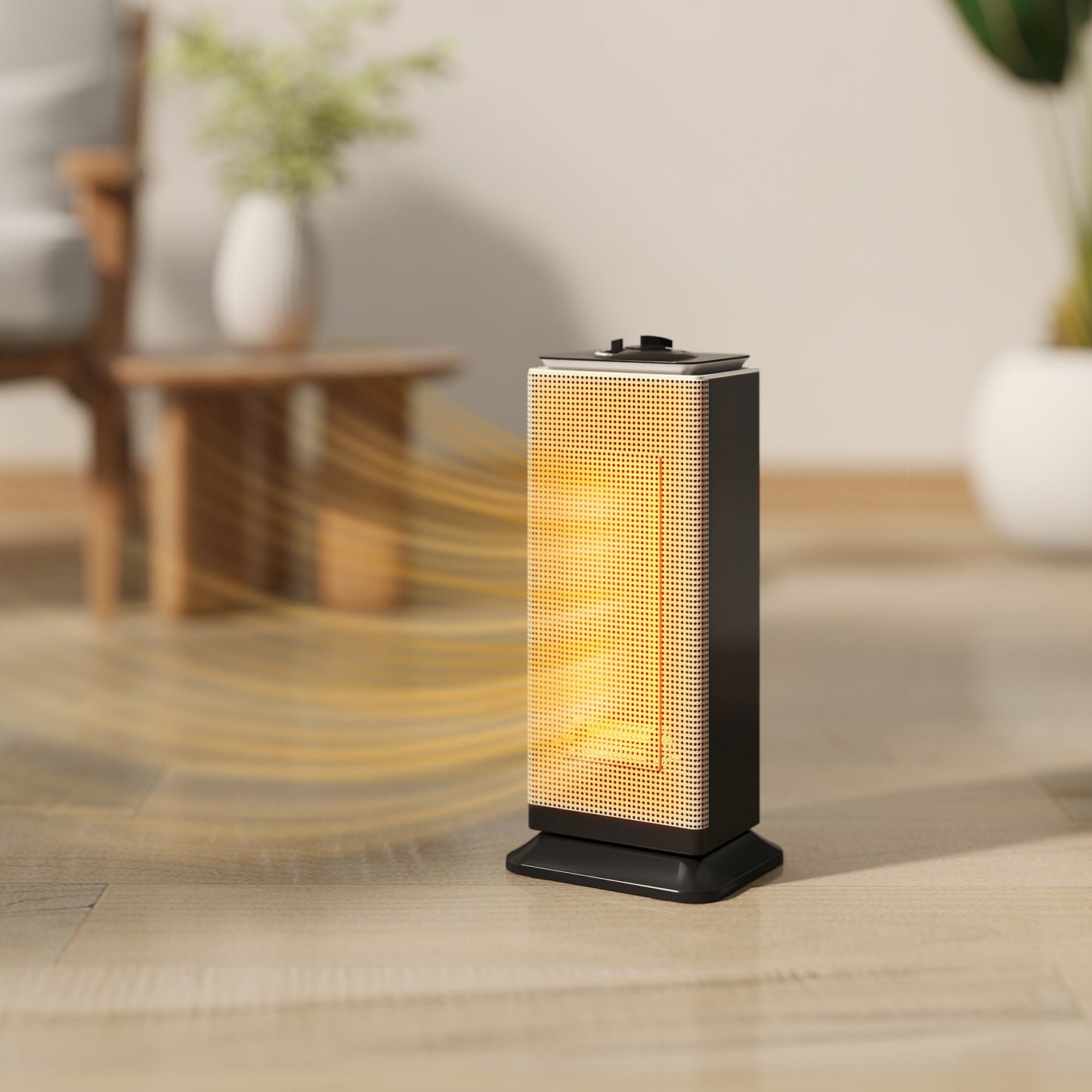 2000W Ceramic Electric Heater with Fan, Oscillation - Black