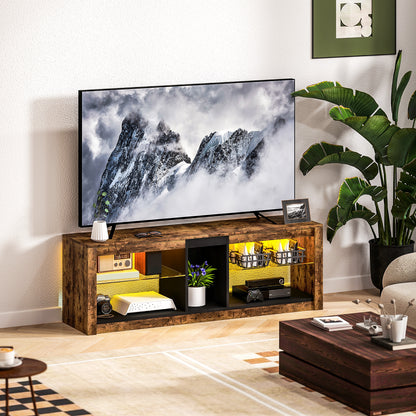 TV Stand Cabinet with LED Lights and Remote Control for TVs up to 65"