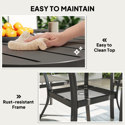 5 Piece Garden Furniture Set, Garden Dining Set with Round Table and 4 Stackable Chairs, Steel Frame, for Outdoor, Patio