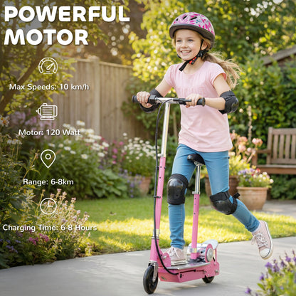 Foldable Powered Scooter with Adjustable Handle, Brake, Pink