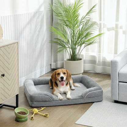 Dog Sofa Bed, Washable Pet Bed with Removable Cover and Non-Slip Bottom for Cats, Small and Medium Dogs, Grey