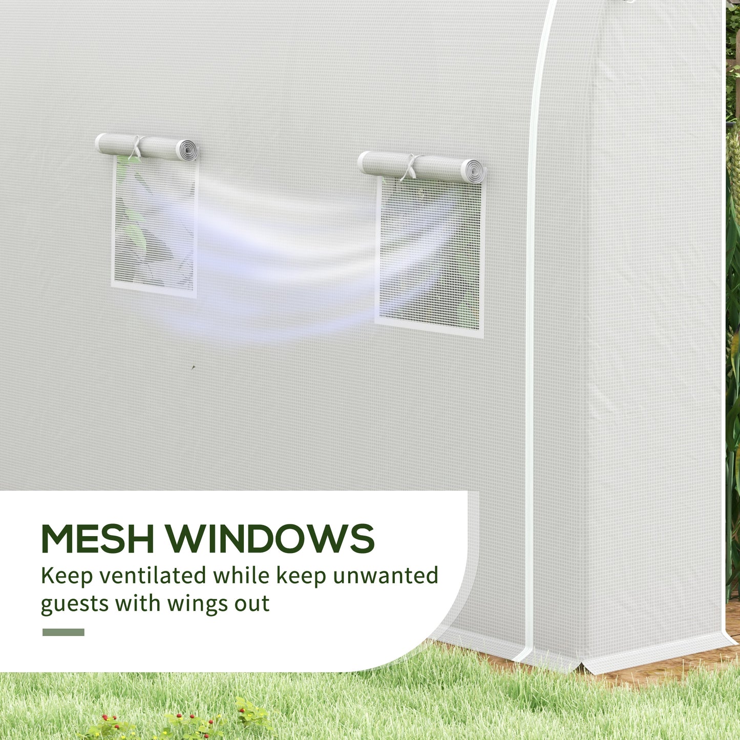 296 x 196cm Steel Frame Polytunnel Greenhouse - White