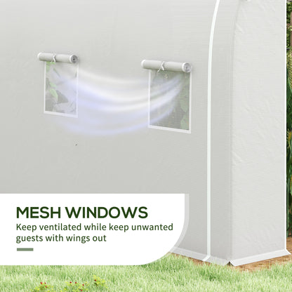 296 x 196cm Steel Frame Polytunnel Greenhouse - White