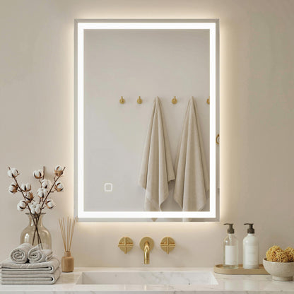 70 x 50cm LED Bathroom Mirror with Lights, Dimmable Makeup Mirror, Vanity Mirror with 3 Colour, Smart Touch, Anti-Fog