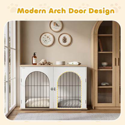 Dog Crate Furniture, Indoor Dog Cage with Double Doors for Large Breeds, Pet Kennel End Side Table
