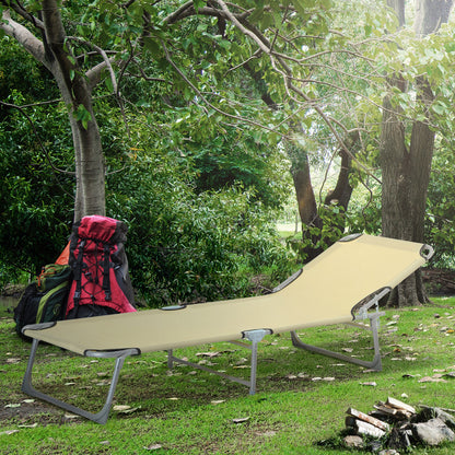 Reclining Sun Lounger Chair Folding Camping Bed with 4-Position Adjustable Backrest