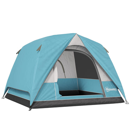 3-4 Person Camping Tent, Easy Set Up Waterproof Dome Tent with Sewn-in Groundsheet, Mesh Windows