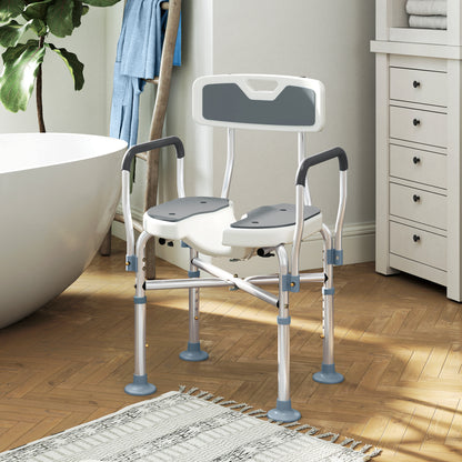Shower Chair with Hygiene Cut-Out Seat and Reinforced Crossbars