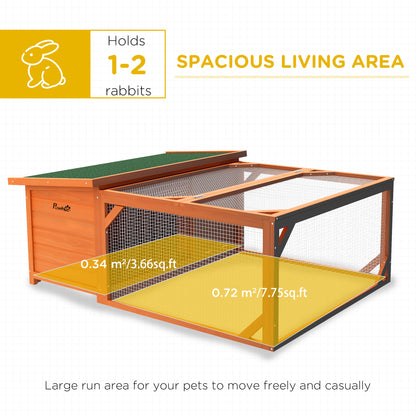 Rabbit Hutch Outdoor Guinea Pig Hutch with Run Small Animal Off-ground Duck House Hideaway Garden with Openable Roof 125.5 x