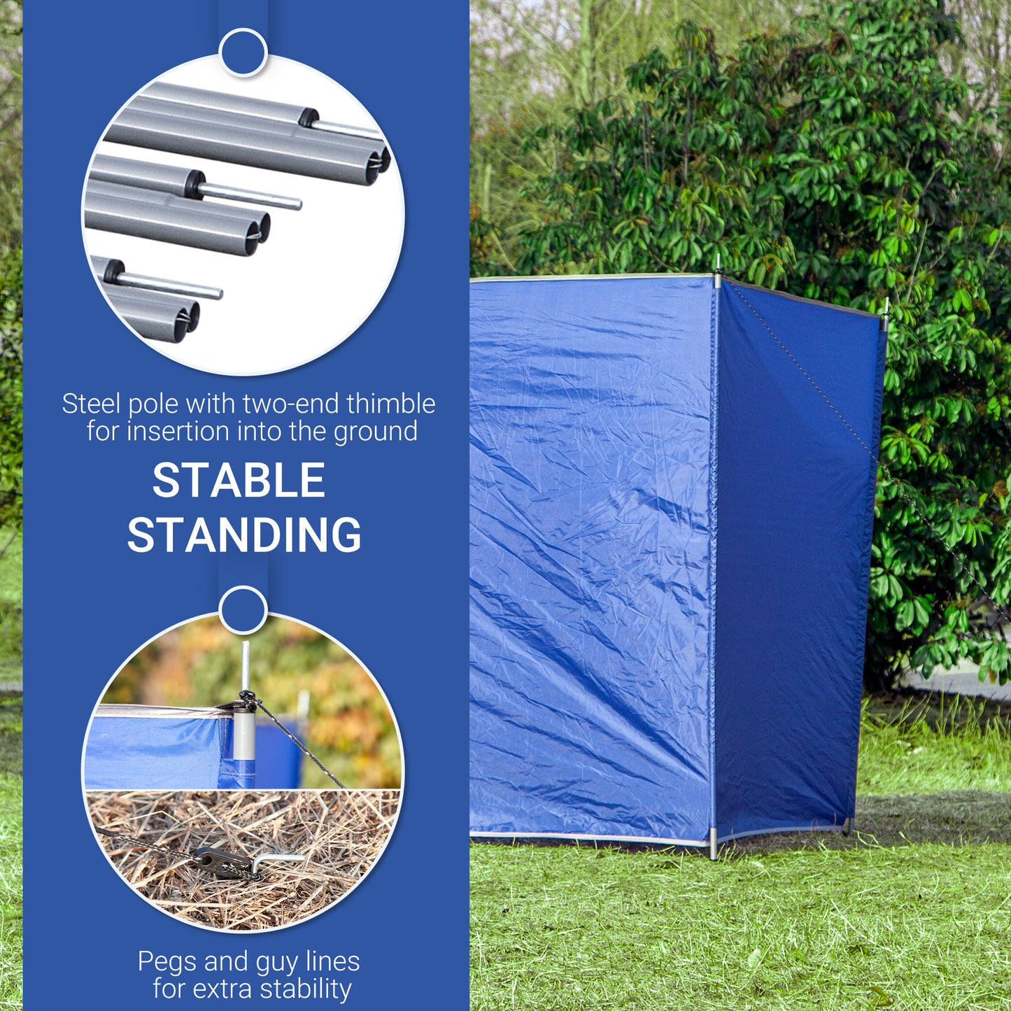 Camping Windbreak, Foldable Portable Wind Blocker w/ Carry Bag and Steel Poles, Beach Sun Screen Shelter Privacy Wall