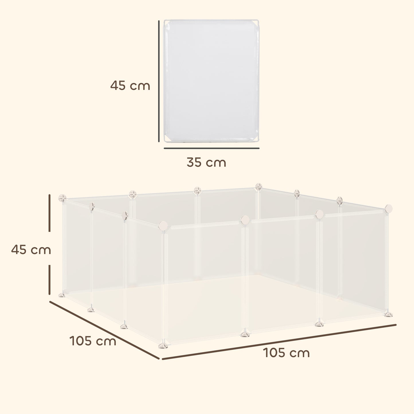 Pet Playpen DIY Small Animal Cage Open Enclosure Portable Plastic Fence 12 Panels for Hedgehog Guinea Pig White