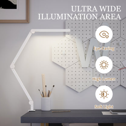 LED Desk Lamp, Dimmable Desk Light with Swing Arm and Clamp