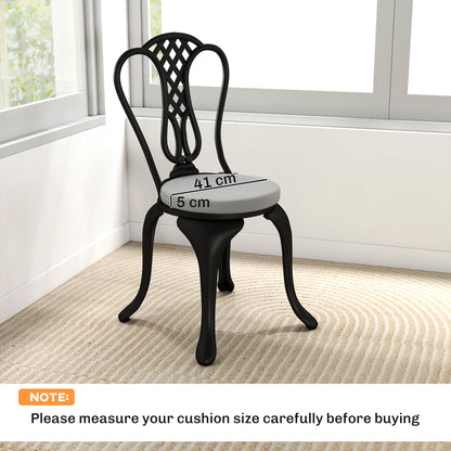 Outdoor Bistro Chair Cushions Set of 4 with Removable Cover, 41 x 41 x 5 cm Round Seat Cushions with Ties, Light Grey