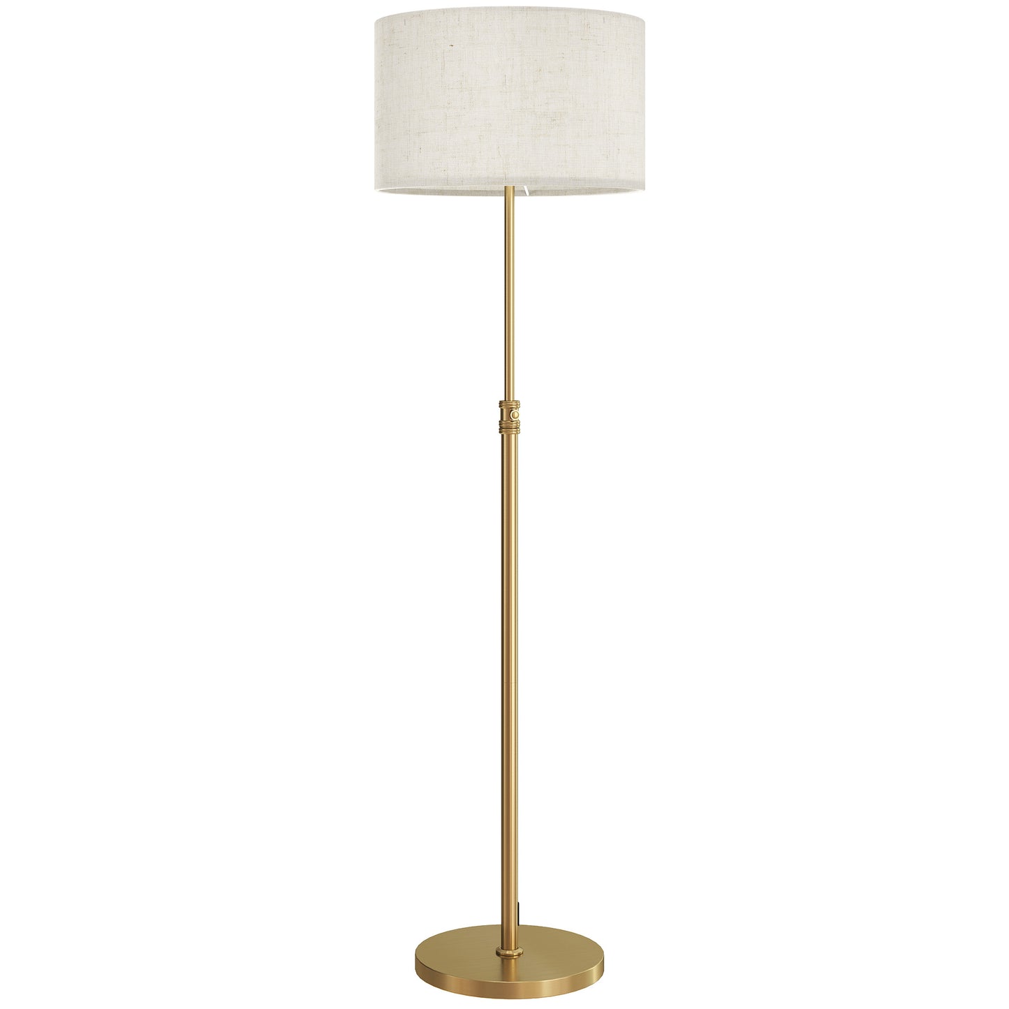 Floor Lamp with Remote, Height Adjustable Standing Lamp with Linen Shade