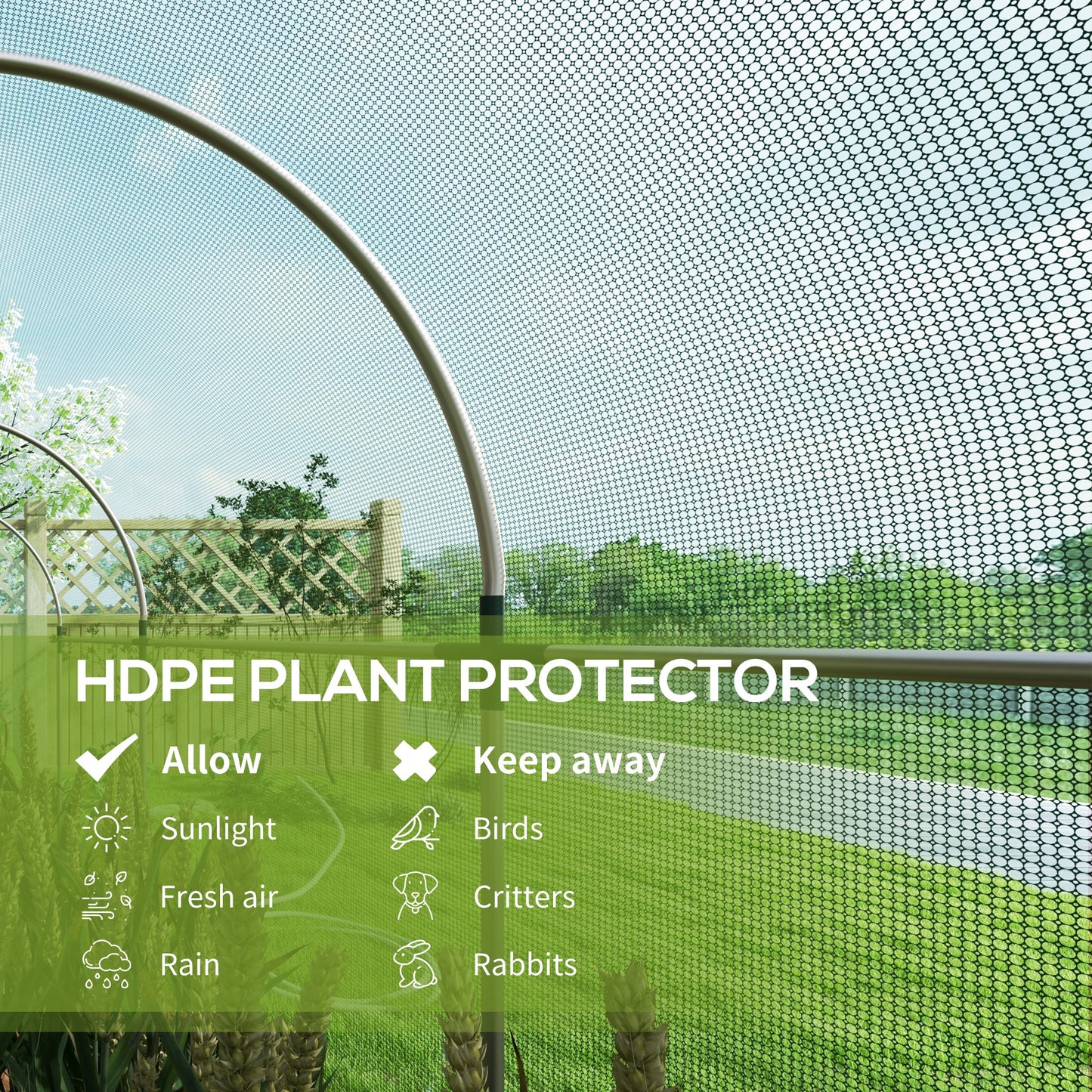 360 x 120cm Galvanised Steel Fruit Cage, Plant Protection Tent with Zipped Door, Green