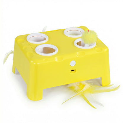 3 in 1 Interactive Cat Toys with Mouse & Feather Teaser Toy Rechargeable Automatic for Indoor Kittens & Adult Cats