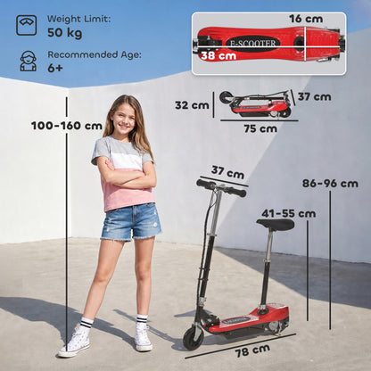 Powered Powered Scooter Ride-On, with Brakes, Adjustable Seat, Adjustable Handlebars, Red