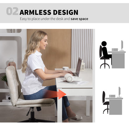 Criss Cross Chair with Wheels, No Arms - Beige