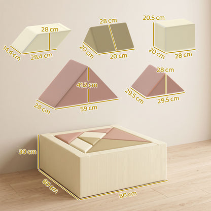 Soft Play 9 Piece Foam Climbing Blocks Soft Play Set with Tangram Play, Removable Cover for Kids Room, Ages 3-6 Years