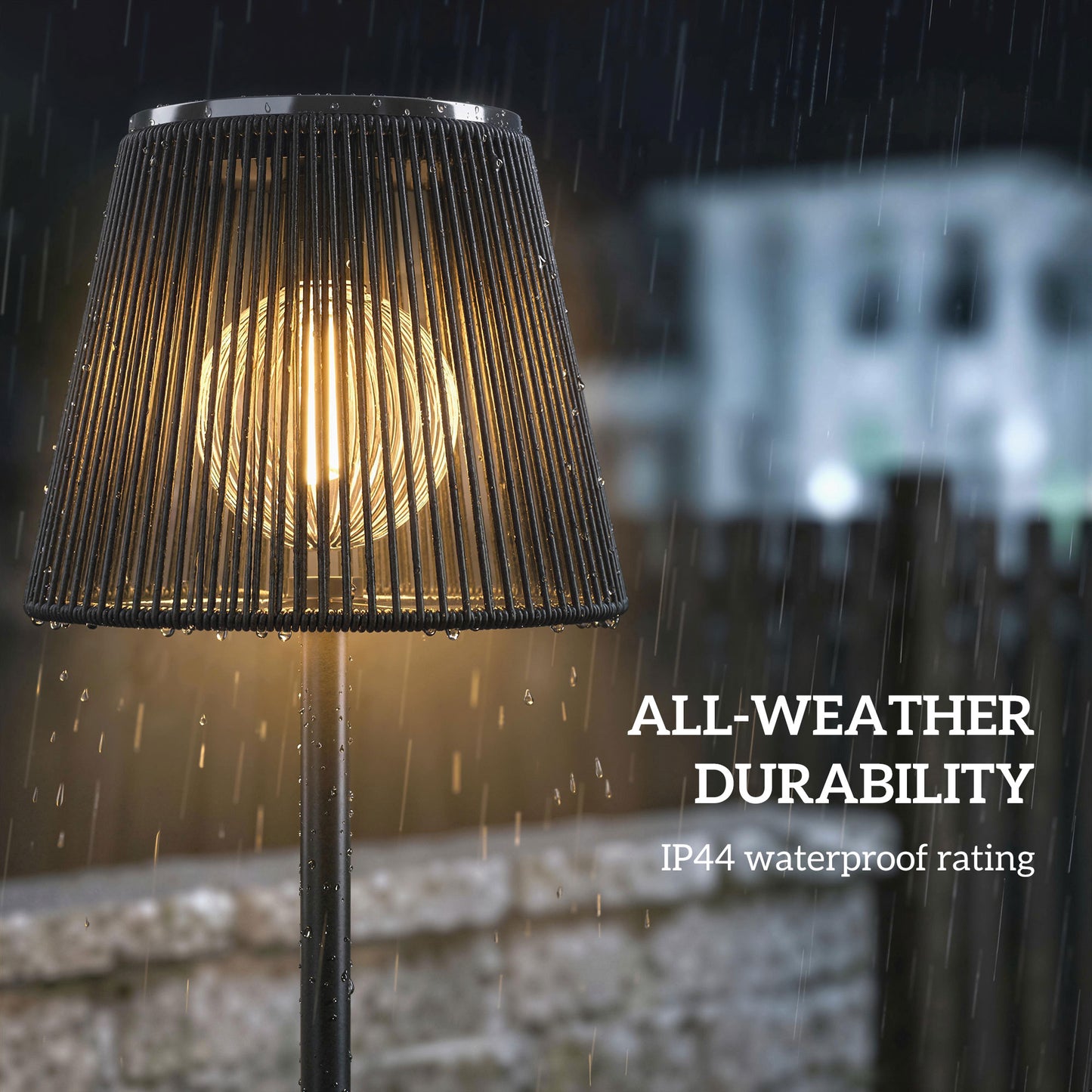 Outdoor Solar Floor Lamp, Adjustable Height Rechargeable Floor Lamp IP44 Waterproof