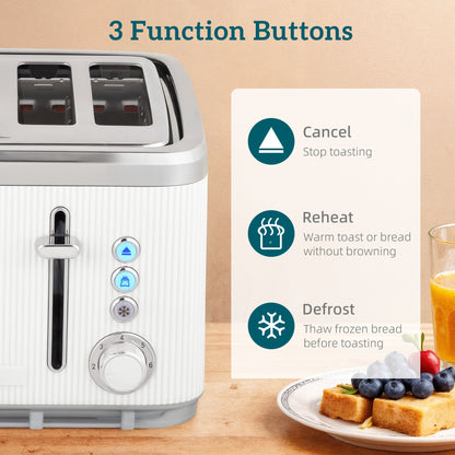 Electric Stainless Steel Kettle and Toaster Set, 3000W 1.7L UK Strix Thermostat Fast Boil Kettle w/ Limescale Filter