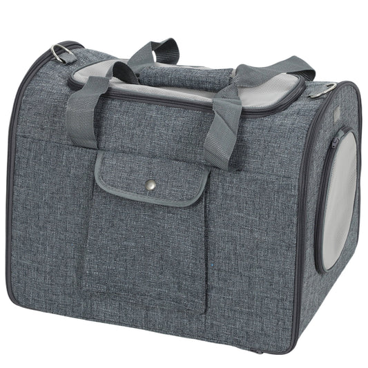 Soft Sided Cat Carrier Bag, Portable Foldable Pet Carrier with Shoulder Strap & Removable Mat for Small Pet Up to 10kg