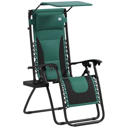 Zero Gravity Lounger Chair, Folding Reclining Patio Chair with Shade Cover, Padded Seat, Cup Holder