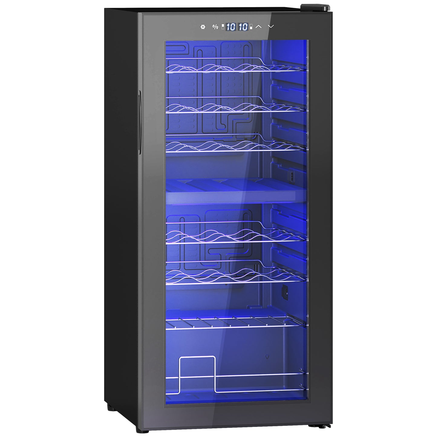 32-Bottle Narrow Wine Fridge, with Lights - Black