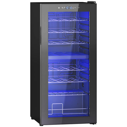 32-Bottle Narrow Wine Fridge, with Lights - Black