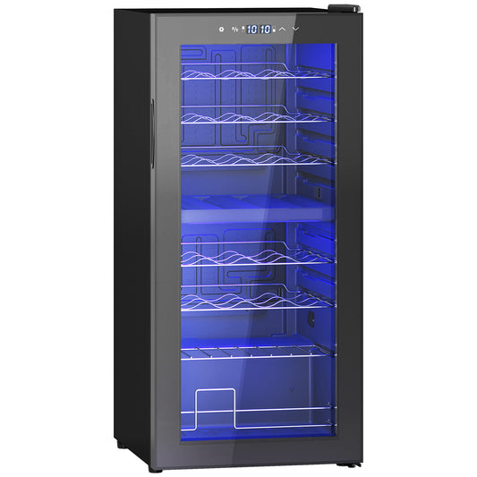 32-Bottle Narrow Wine Fridge, with Lights - Black
