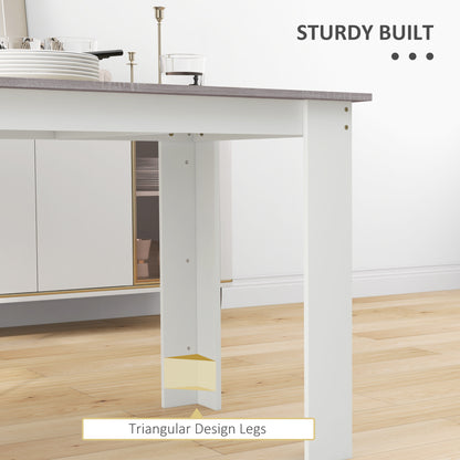 Dining Table for 4-6 People, Kitchen Table with Wood Effect for Dining Room, Grey