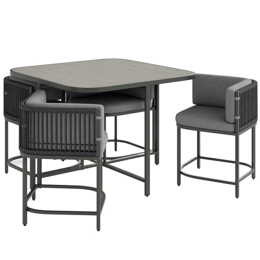 4-Seater Rattan Cube Garden Furniture Set with Cushions - Charcoal Grey