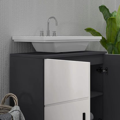 Under Sink Bathroom Cabinet, Bathroom Vanity Unit, Basin Storage Cupboard with Double Doors and Shelf
