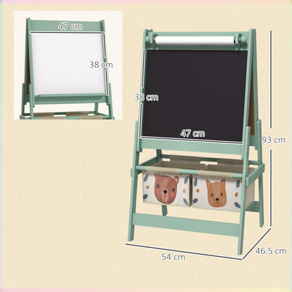 Three-In-One Kids Easel with Paper Roll, Art Easel, with Storage - Green