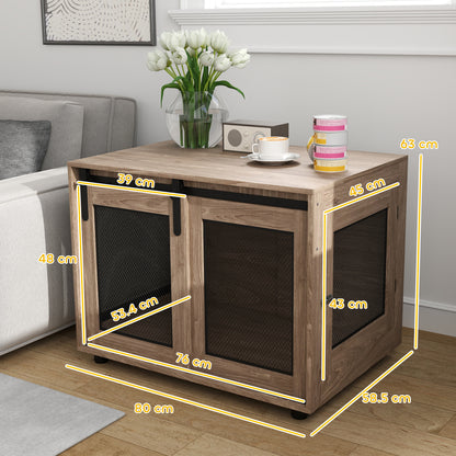 Dog Crate Furniture with Sliding Door for Medium Dogs, Brown