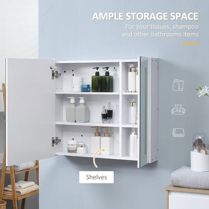 Illuminated Bathroom Mirror Cabinet 650 x 700Hmm LED Bathroom Mirror with Lights Touch Switch, Adjustable Shelf, USB Charge
